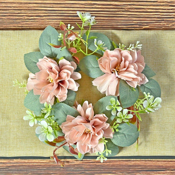 4 Pack Artificial Flower Candle Garland Fake Flower Candle Ring Candle Holder Centerpiece Christmas Wedding Holiday Table Decoration...