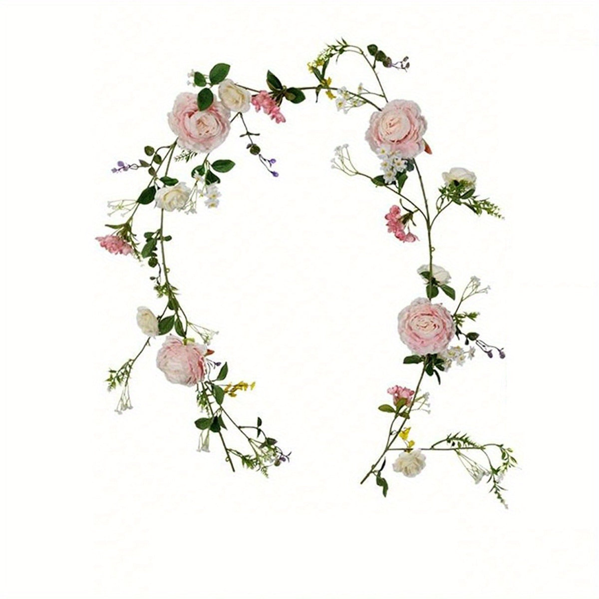 6ft Silk Peony Garland Artificial Peony Wreath Rattan Pink and White Flowers for Wedding Party Table Decoration...