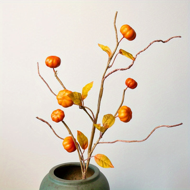 4 Pack Artificial Autumn Berry Pumpkin Branches Fall Flowers Plants Thanksgiving Wedding Home DIY Decoration Flower Arrangement...