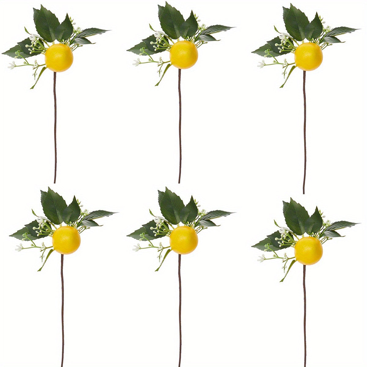 6 Pcs Lemon Garnish Fake Lemon Tree Stems DIY Napkin Holders Artificial Lemon Branch Artificial Fruit Branch Artificial Lemons Decorative DIY Lemon Napkin Rings Fake Lemon Branch...