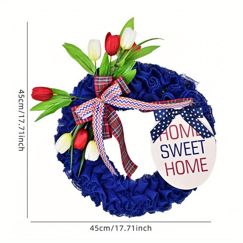 17.7 Inch Patriotic Wreath, July 4th Memorial Day Door Wreath, Independence Day Door and Window Wreath...