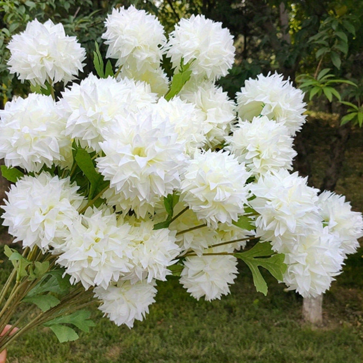 10 PCS 25.98in Artificial Chrysanthemums Ball Flowers Large Mums Stems Fake Hydrangea Flowers Faux Plants Flower Bouquets Bridal Wedding Bouquet for Home Garden Party Wedding Decoration Outdoor Decor