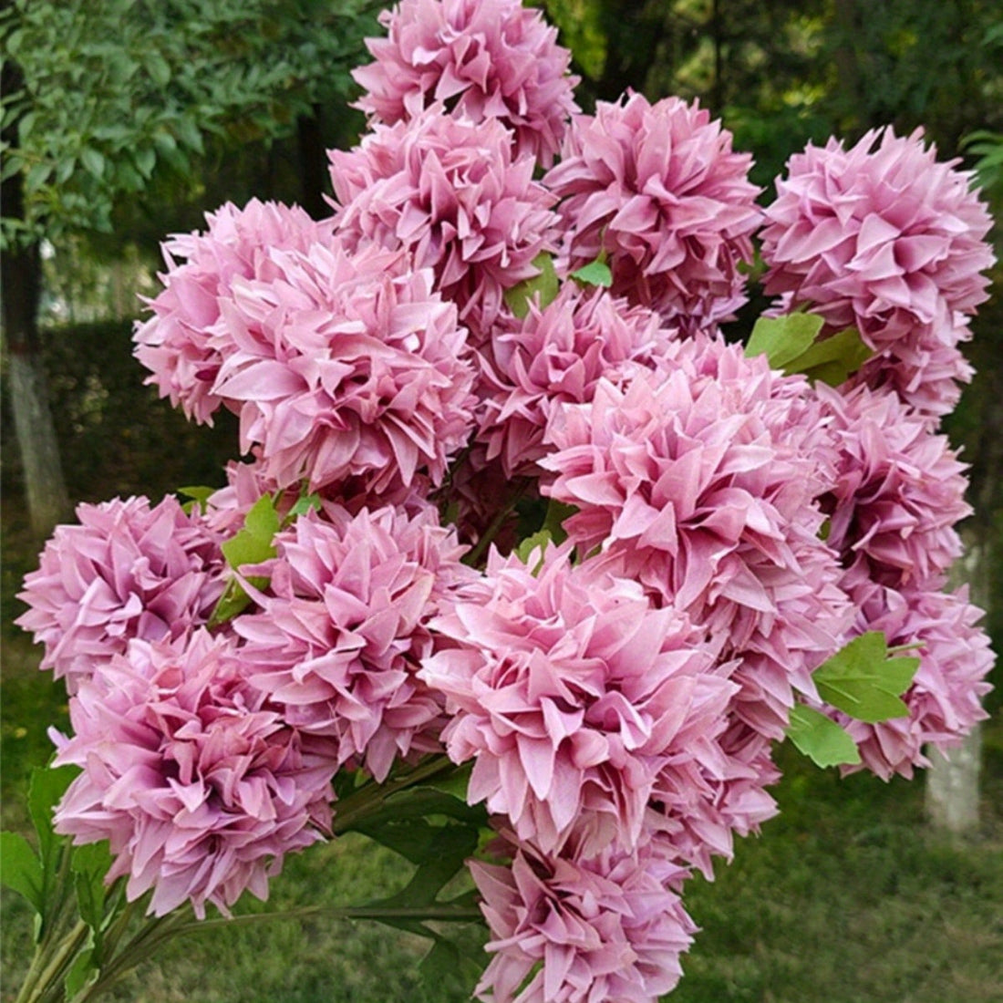 10 PCS 25.98in Artificial Chrysanthemums Ball Flowers Large Mums Stems Fake Hydrangea Flowers Faux Plants Flower Bouquets Bridal Wedding Bouquet for Home Garden Party Wedding Decoration Outdoor Decor