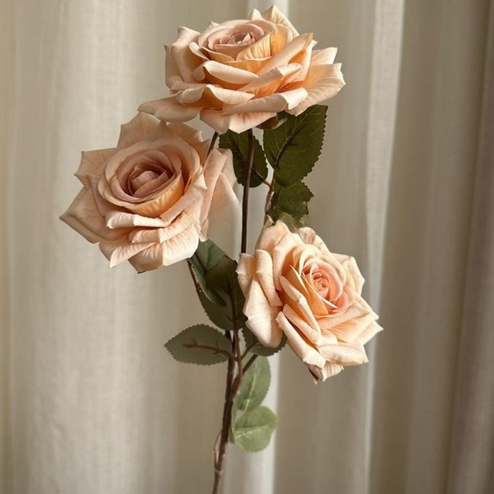6 Pack 26.37 Inch Artificial Flowers Mocha Roses, Realistic Stem Fake Silk Rose Bouquet for DIY Wedding Bouquet Party Home Centerpieces Hotel Decoration Party Birthday, Valentine's Day, Mother's Day Gift...