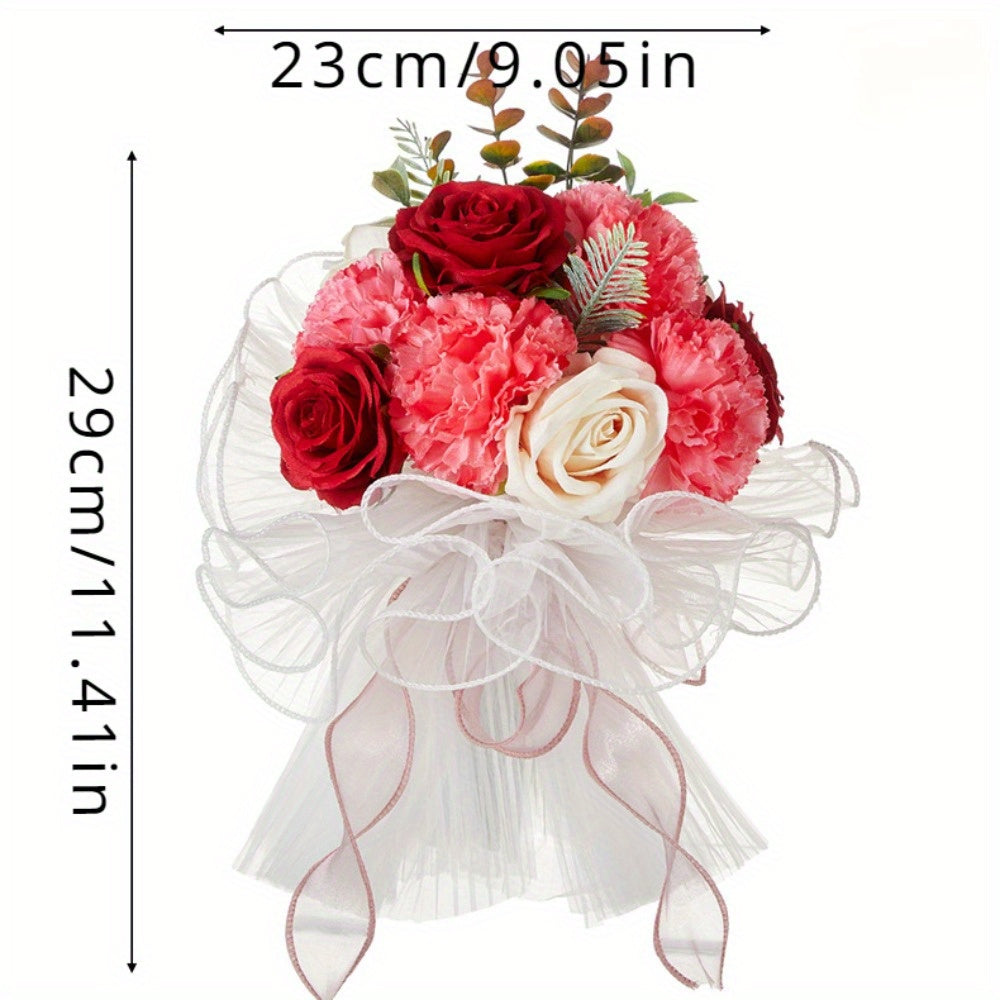 Artificial Rose Flowers Simulation Rose Wedding Bouquets Fake Floral Rose Flower Silk Flower Hand Tied Bouquet for Wedding Valentine's Day, Home Decor