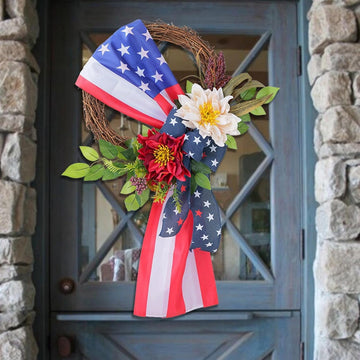 4th of July Patriotic Wreath, Patriotic Wreath for Front Door, Red White and Blue Wreath American Flag Wreath, Independence Day Wreath for Home Decor...