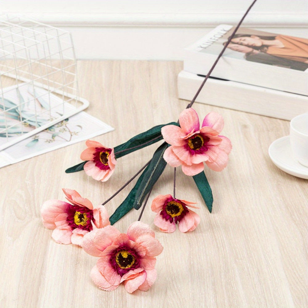 6 Pcs Cosmos Artificial Flowers Small Fresh High-grade Small Wild Chrysanthemum Daisy Simulation Living Room Bedroom Decoration Flower Arrangement