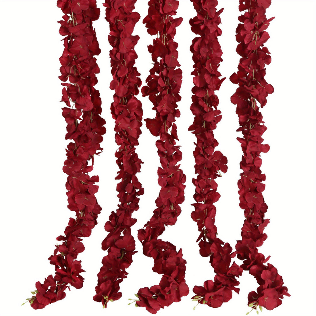 5pcs White Long Wisteria Artificial Flowers Garland 33ft Fake Hanging Hydrangea Silk Flowers Vine Faux Wisteria Vine for Wedding Outdoor Party Garden Centerpieces Table Decorations