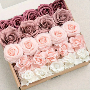 Artificial Flowers Shabby Dusty Rose Combination Box Set Suitable for DIY Wedding Bouquet Centerpiece Arrangement Bridal Shower Flower Arrangement, Table Centerpiece, Home Decor Spring Decoration...