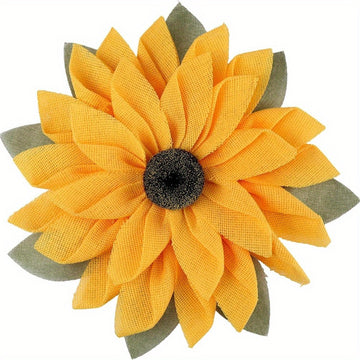 1pcs/2pcs 16.5 Inch Sunflower Wreath Front Door Outside Sunflower Wall Hanging Decoration Artificial Burlap Wreath Yellow Sunflower Country Wreath Bee Day Welcome Sign Decoration