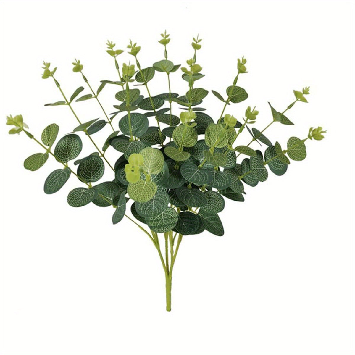 2 Bunches of Artificial Eucalyptus Leaf Stems 18.11 inches tall with 64 leaves Fake Silver Dollar Eucalyptus Plant Greenery Stems Branches for Farmhouse Vase Bouquet Wedding Home Decor...