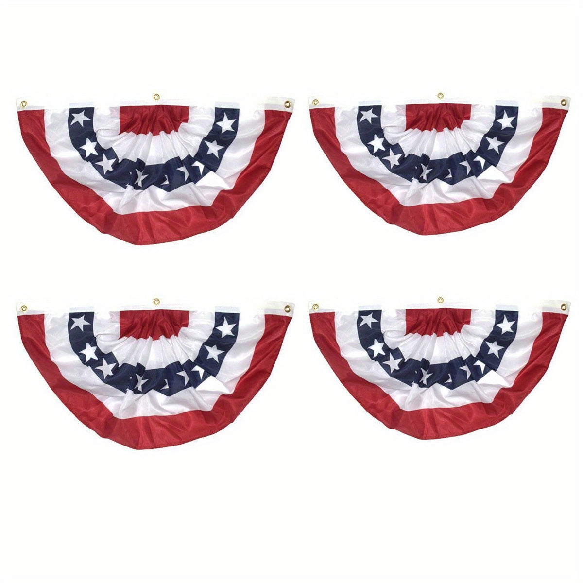 4 Pieces USA Ruffled Scalloped Flags, 1.5 X 3ft USA Patriotic Flag Bunting Half Scalloped Banner Decoration Indoor Outdoor...