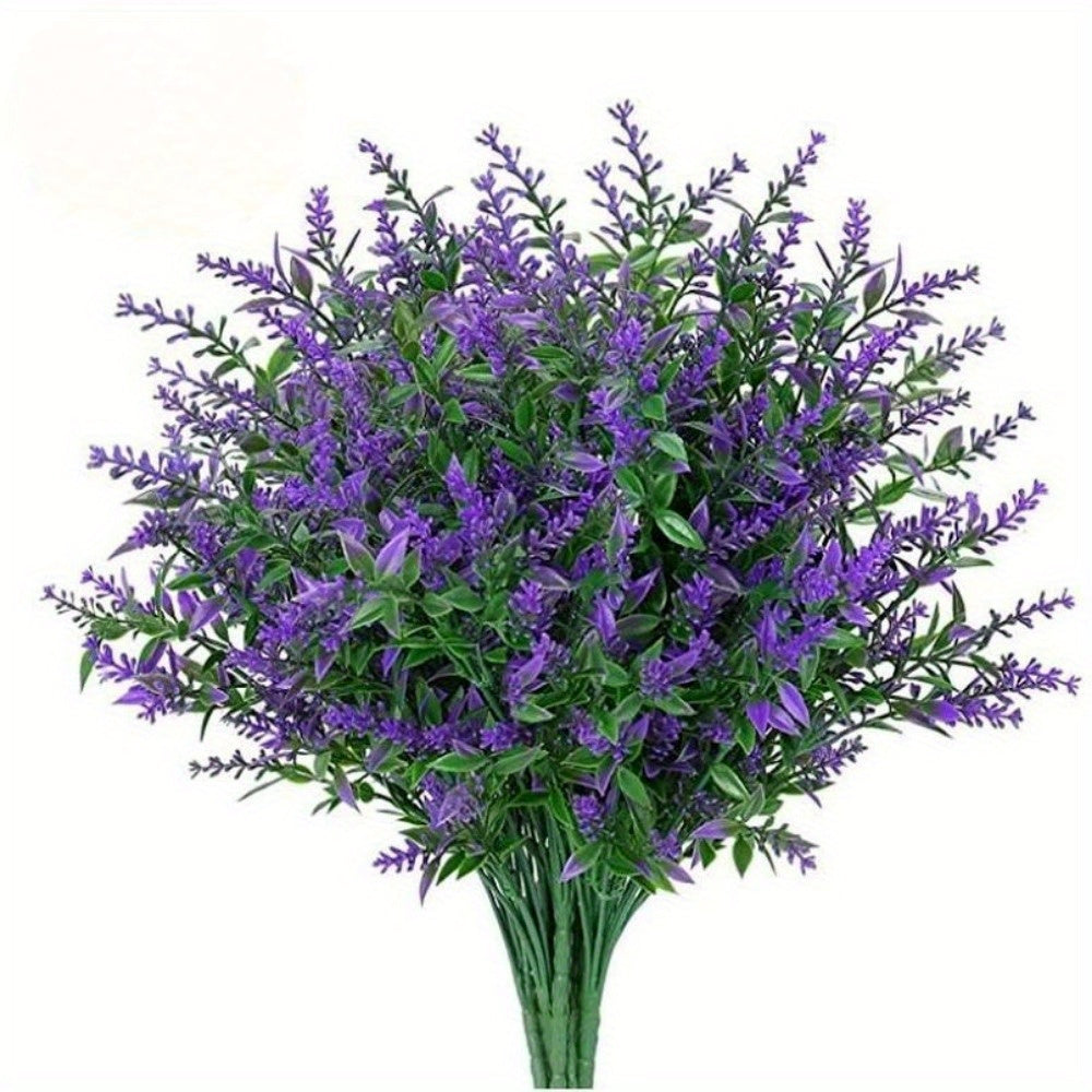 10 Bunches Outdoor Artificial Lavender Fake Flowers Bush Plants Hanging Plants Garden Porch Window Home Wedding Farmhouse Decor...