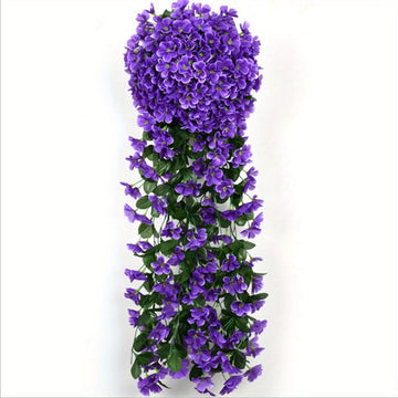 2pcs 31.49 Inch Violet Ivy Flowers Realistic Hanging Plants Artificial Hanging Flower Ornaments Outdoor Home Wedding Garden Yard Hanging Basket Wisteria Wreath Decoration...