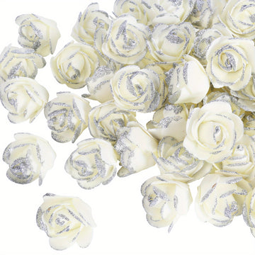 100pcs Roses Artificial Flowers Glitter Roses 1.77 Inch Foam Roses Small Fake Rose Heads Bulk Ornaments Crafts DIY Wedding Bouquet Centerpieces Home Party Decorations...