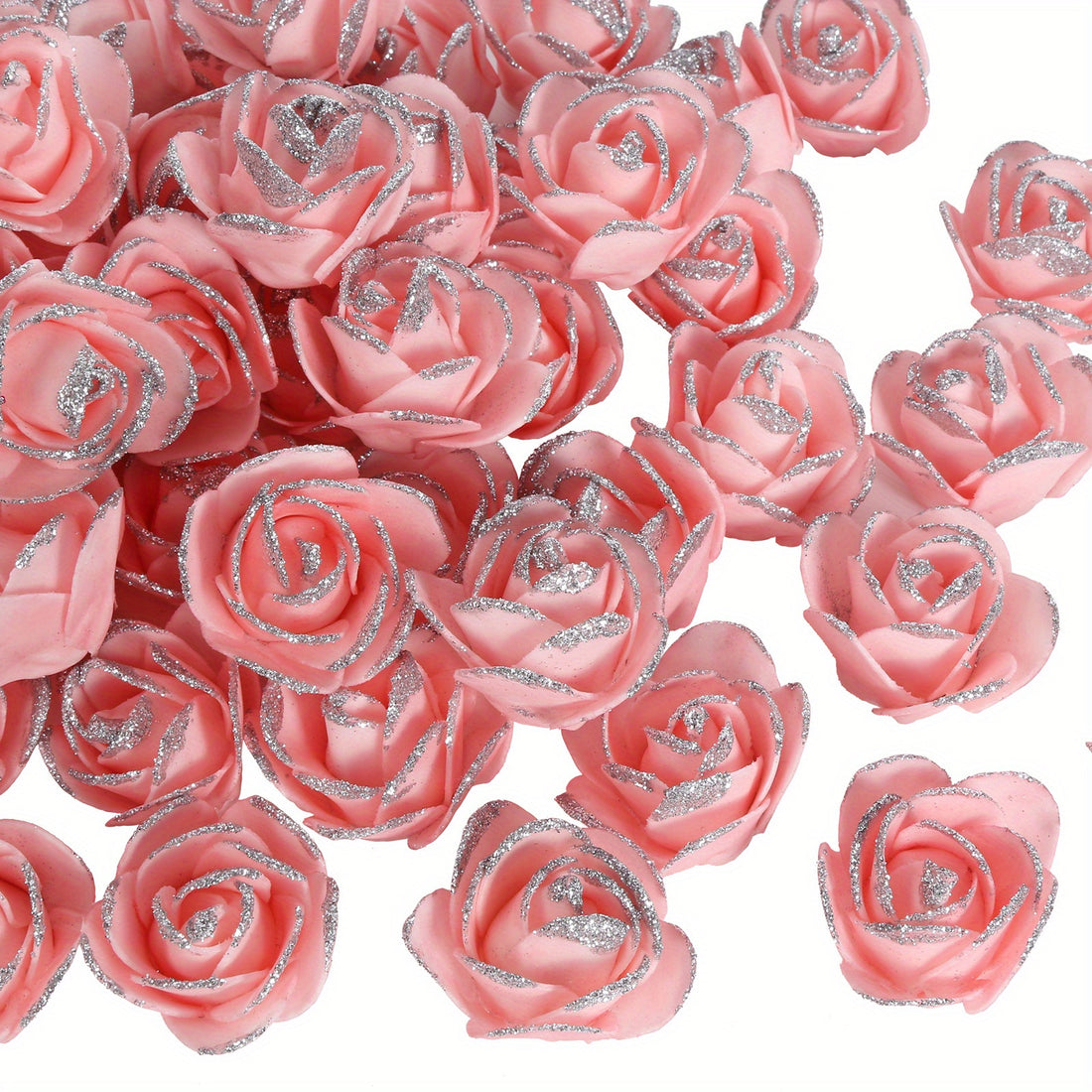 100pcs Roses Artificial Flowers Glitter Roses 1.77 Inch Foam Roses Small Fake Rose Heads Bulk Ornaments Crafts DIY Wedding Bouquet Centerpieces Home Party Decorations...