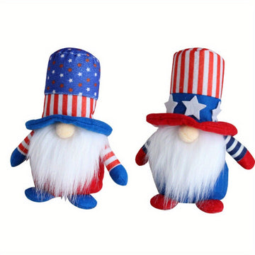 2 Pack Independence Day Doll Memorial Day Gnome July 4th Figurine Patriotic Gnome Plush Doll Ornament Independence Day Ornaments Home American Non Woven Elderly...