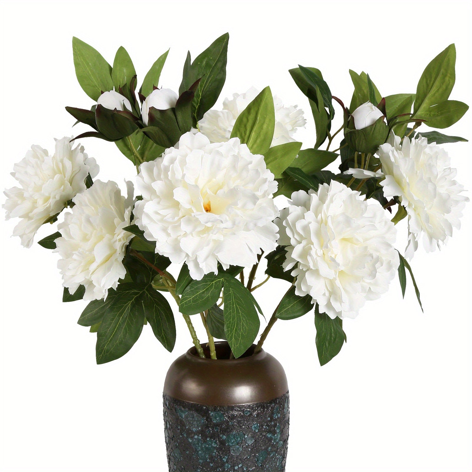 4 Bunches of White Large Peonies Artificial Flowers 27 Inch Long Stem Fake Peony Silk Flowers for Tall Vase Wedding Bridal Table Centerpieces Home Decor Flower Arrangement...