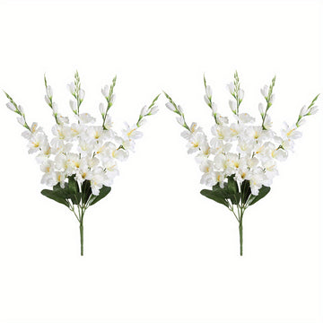 24.4 Inch Gladiolus Artificial Flowers 2 Bunches Silk Gladiolus Flowers Fake Gladiolus Flowers White Flowers Suitable for Home Wedding Garden Arrangement Decoration...