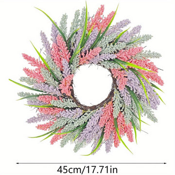 17.7 Inch Spring Wreath Lavender Garland Wall Hanging Artificial Flower Garland Indoor Outdoor Decoration Celebration Holiday Decoration Gift...