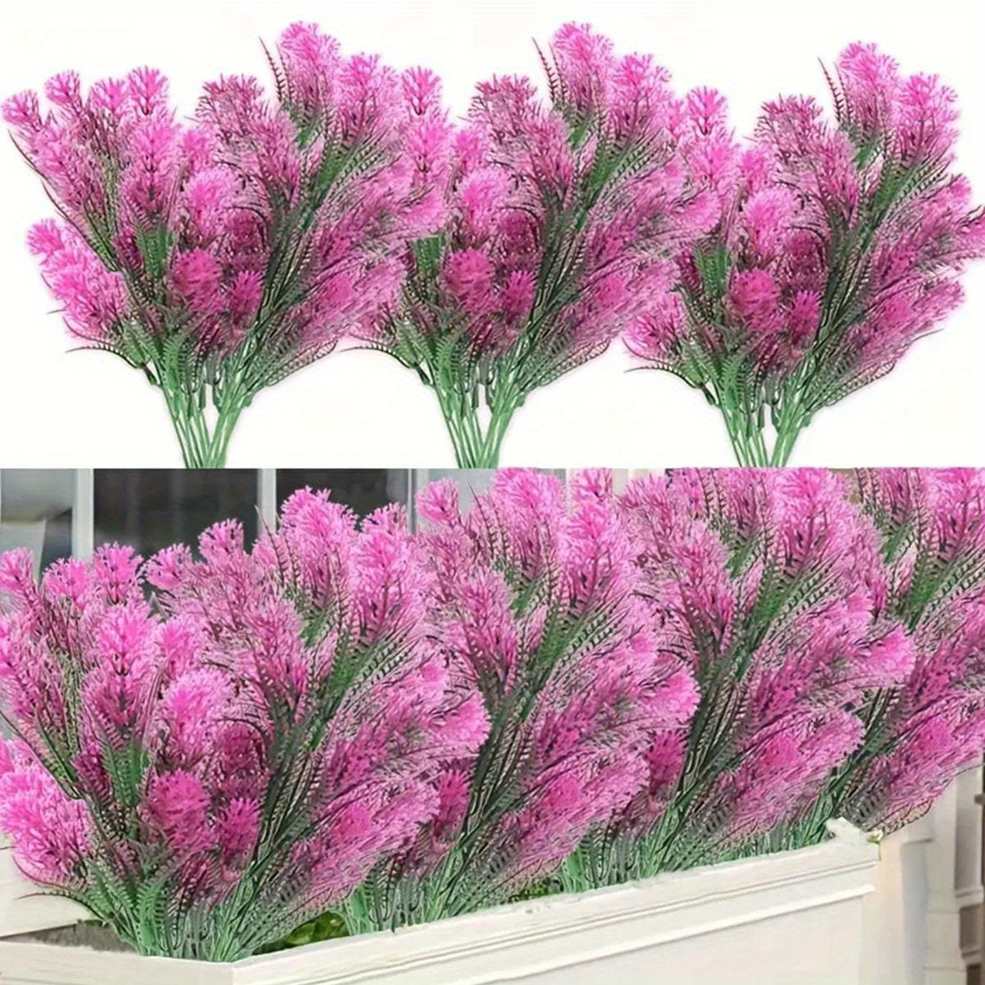 4 Pack Artificial Plants Water Plants UV Resistant Fake Grass Artificial Greenery Stems Plastic Shrubs for Yard Garden Farmhouse Front Porch Home Window Frame Decoration...