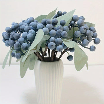 12 Pack Artificial Blueberries with Stems Realistic Fruit Fake Blueberries Artificial Berries Wedding DIY Bridal Bouquet Home Kitchen Party Decoration...