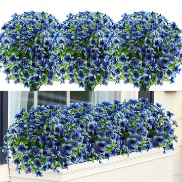 6 Bunches Artificial Flowers Eucalyptus Violet Anti-UV Fake Plants Indoor Outdoor Living Room Balcony Window Decoration Ornaments Plastic Plants...