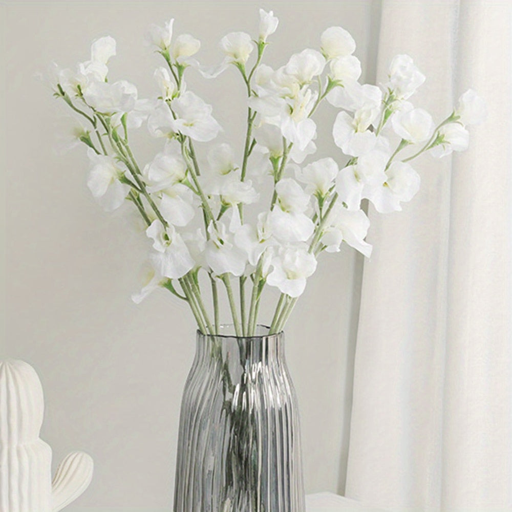 5 Stems Artificial Flower Arrangement Vibrant Artificial Pea Flowers Table Centerpieces Real Touch Flowers for Wedding Party DIY Wreath Floral...