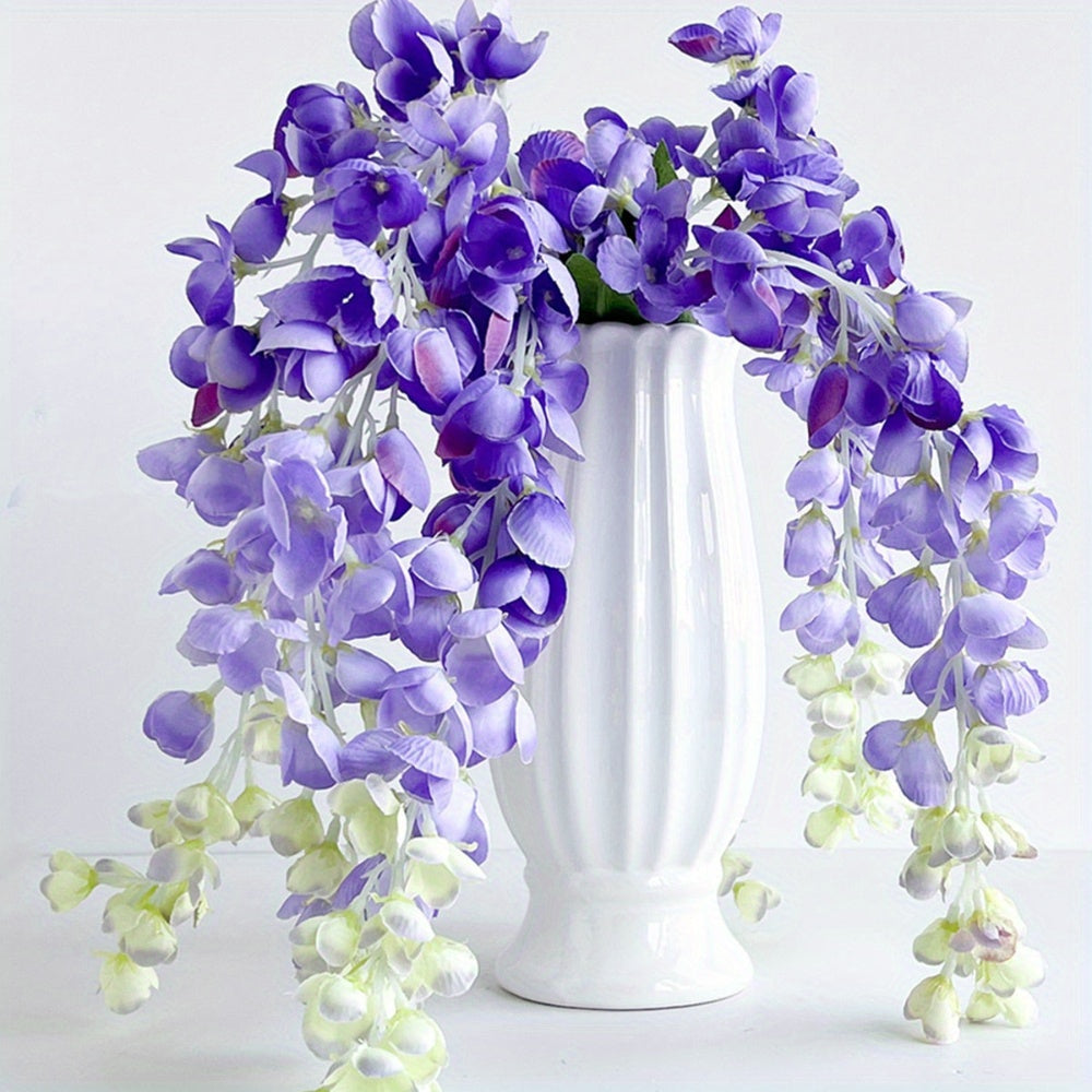 3 Pack Artificial Fake Wisteria Hanging Flowers 55cm/21.6inch Wisteria Artificial Flower Garland Silk Wisteria Vine for Home Outdoor Wedding Party...