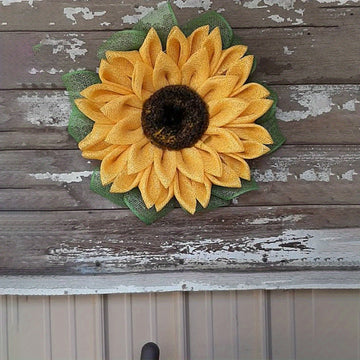 1pc Sunflower Garland 16 Inch Artificial Yellow Sunflower Spring Summer Wreath Front Door Garland Indoor Outdoor Home Office Wall Wedding Holiday Decoration...