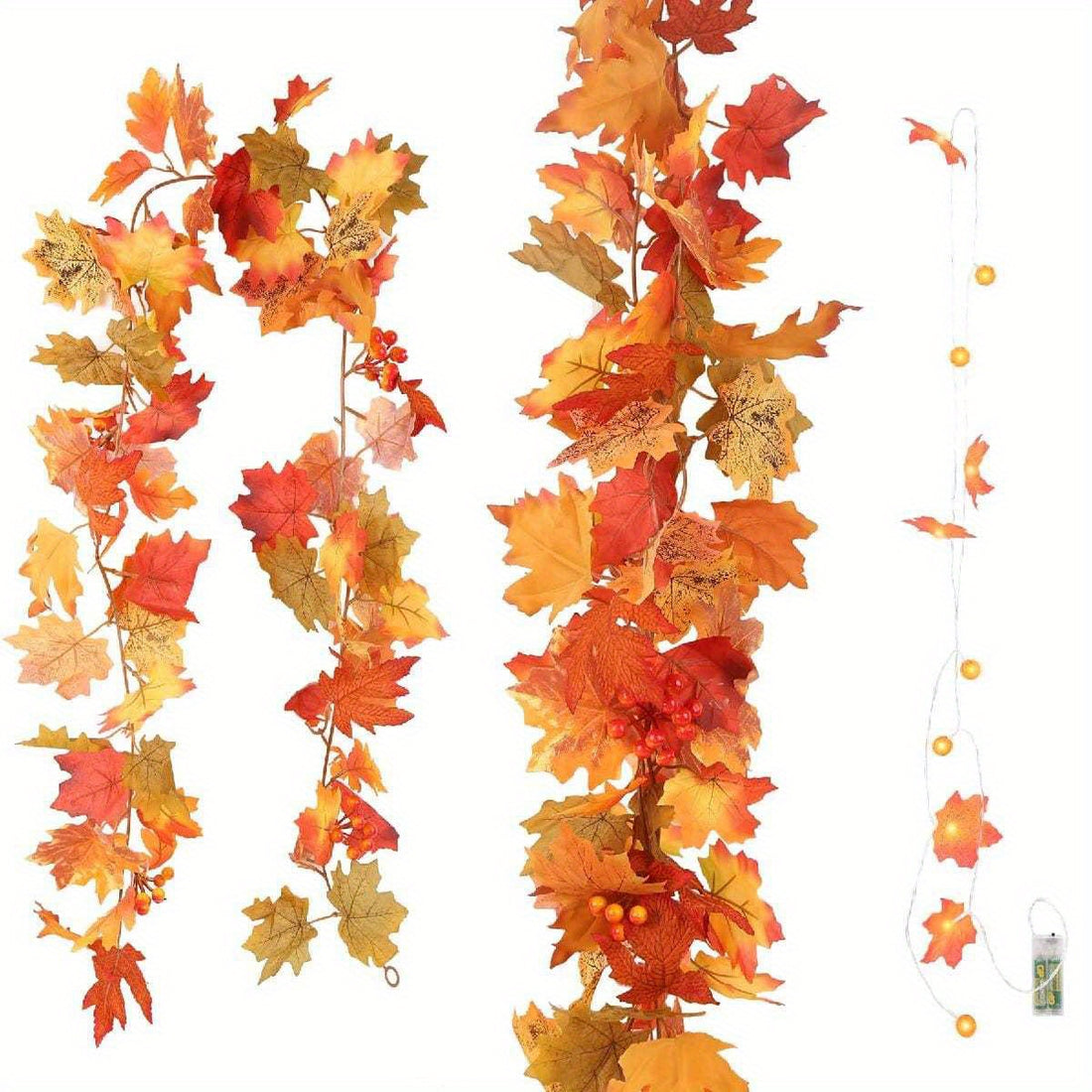 3 Pack Artificial Maple Leaf Garland Autumn Maple Leaf Wreath Fake Vine Fake Leaves Fake Leaves Bedroom Decorative Garland Thanksgiving Table Decoration...