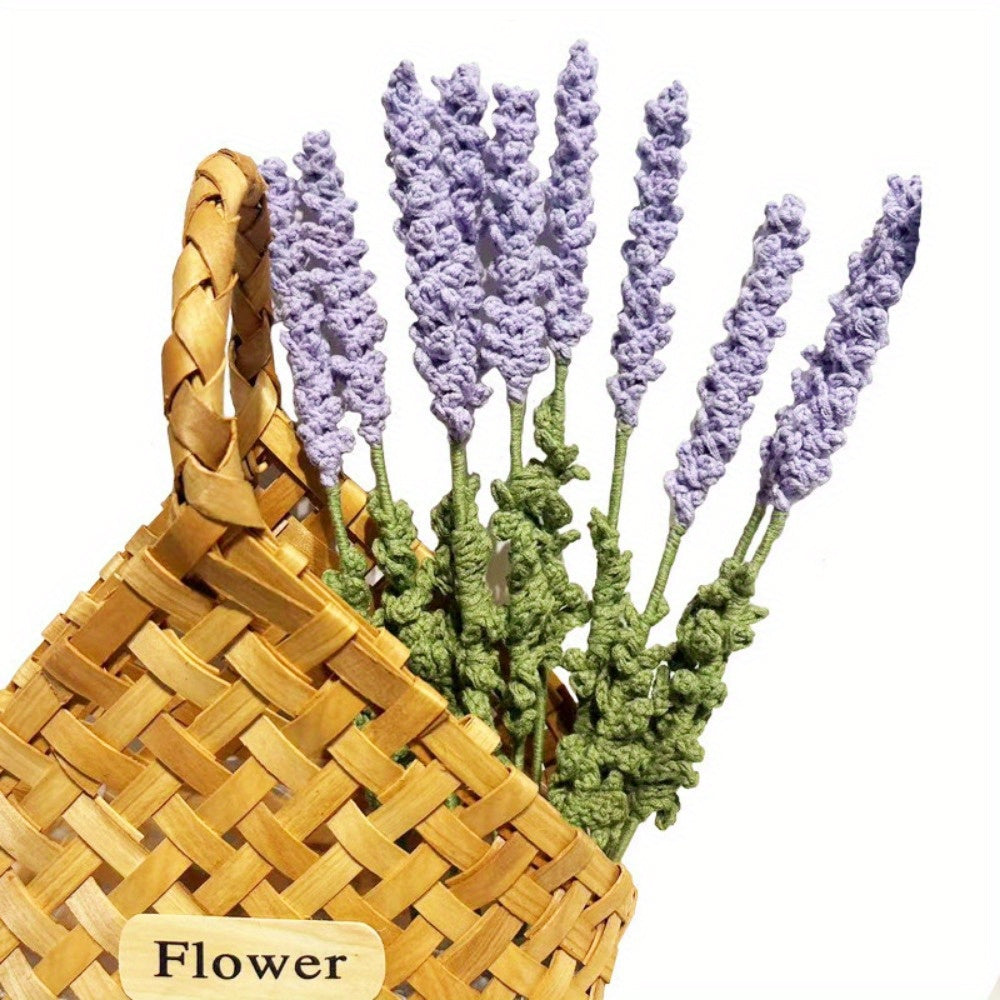 4 Pack Artificial Lavender Bouquet Artificial Flowers Knitted Fake Decoration Wool Finished Flowers for Girlfriend Birthday Gift Wedding Party...