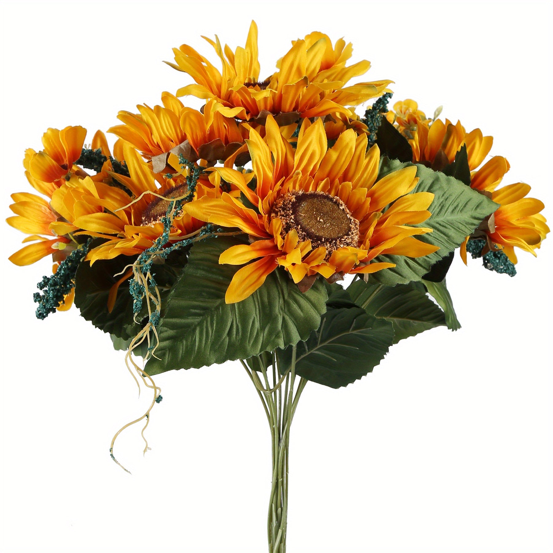 2pcs Sunflower Artificial Flowers, 9 Heads 14.2 Inch Artificial Sunflower Bouquet Artificial Sunflower Silk Sunflower Artificial Sunflower Flower Arrangement Wedding Party Office Table Home Decor...