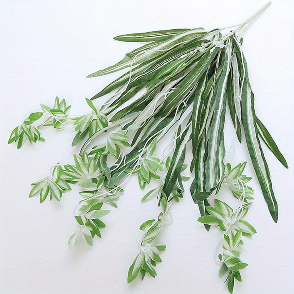 4 Pack Artificial Plants Wall Hanging Chlorophytum Green Plants Fake Flowers Simulation Leaves Home Garden Decoration...