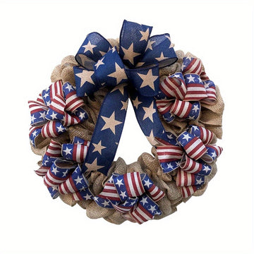 15.7 Inch Patriotic Wreath, Memorial Day Wreath, 4th of July Wreath - American Flag Wreath for Front Door Decoration...