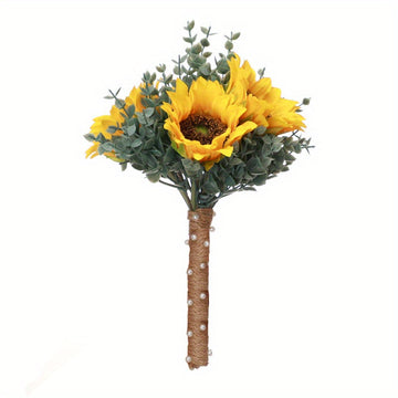 Artificial Sunflower Bouquet Fake Sunflower with Stem Wedding Bride Bridesmaid Hand Bouquet Home Hotel Office Wedding Party Garden Craft Art Decoration...