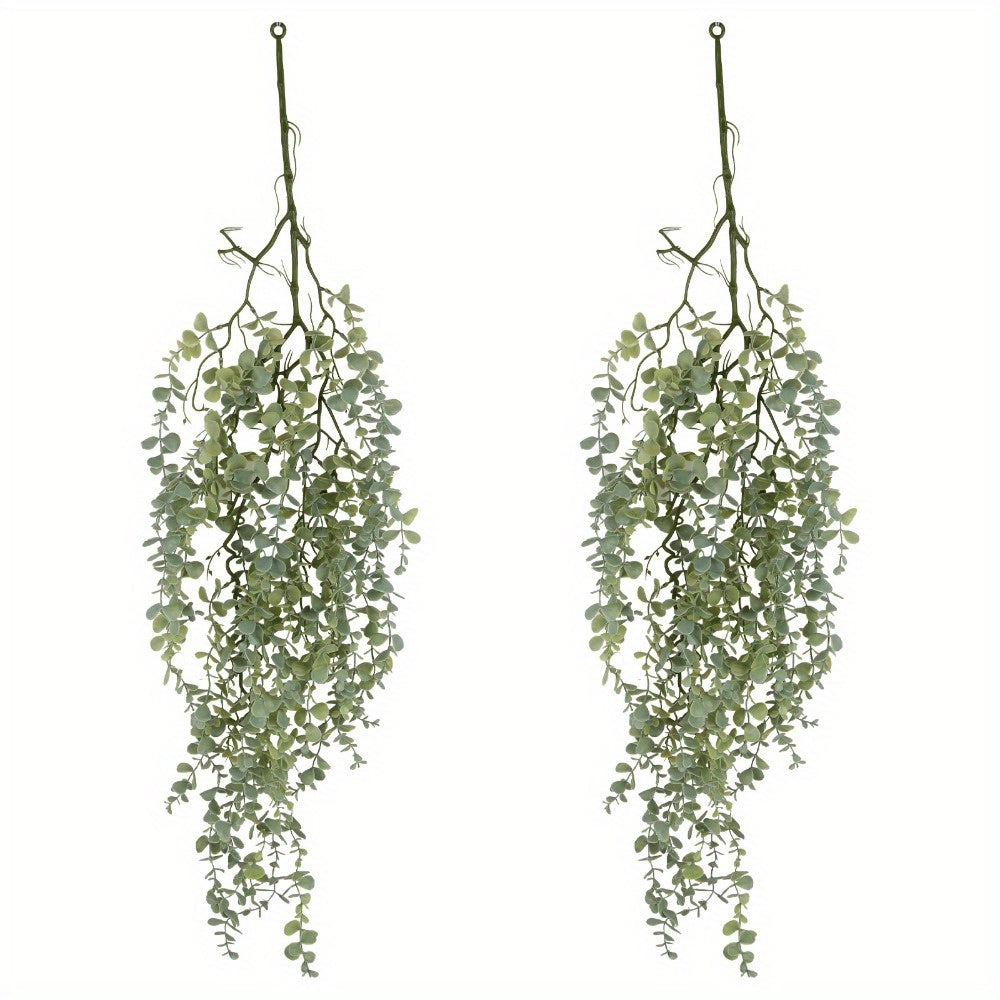 2 Pieces Artificial Hanging Eucalyptus, 41.33 Inch Artificial Greenery Hanging Stems, Hanging Eucalyptus Plants for Wall House Room Shelf Decoration...