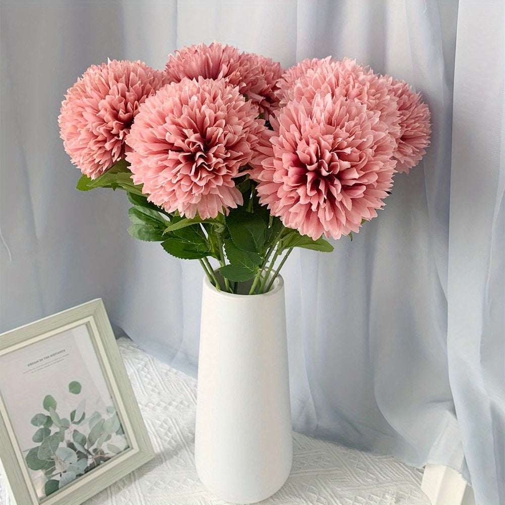 10pcs Bridal Artificial Chrysanthemum Ball Flowers 52cm/20.47inch Single Stem Chrysanthemum Silk Flower Wedding Bouquet Centerpiece Arrangement Party Home Garden Decoration...