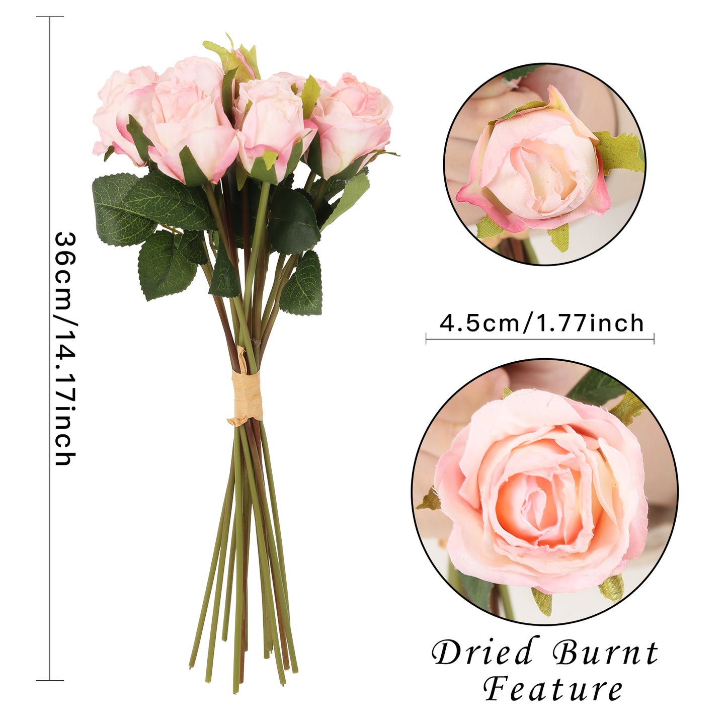 Roses Artificial Flowers Bulk 2 Bouquets, Fake Roses Dried Flowers