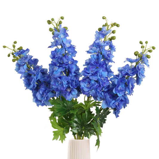 Delphinium Artificial Flowers Latex Real Touch 4PCS 31.49in Larkspur Artificial Flowers Long Stem Flowers for Tall Vase, Fake Flower Arrangements Home Garden Decor