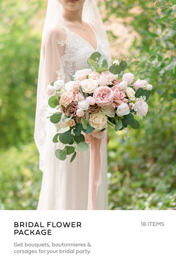 Pre-Arranged Wedding Flower Packages in Dusty Rose & Cream