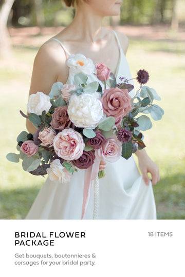 Pre-Arranged Wedding Flower Packages in Dusty Rose & Mauve