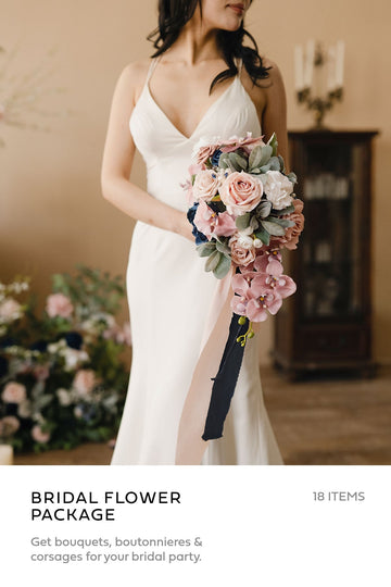 Pre-Arranged Wedding Flower Packages in Dusty Rose & Navy