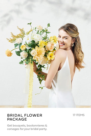 Pre-Arranged Wedding Flower Packages in Lemonade Yellow