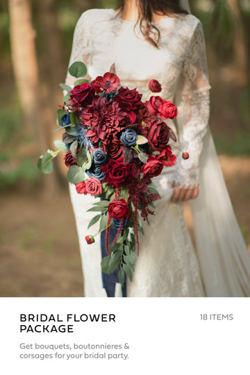 Pre-Arranged Wedding Flower Packages in Burgundy & Navy