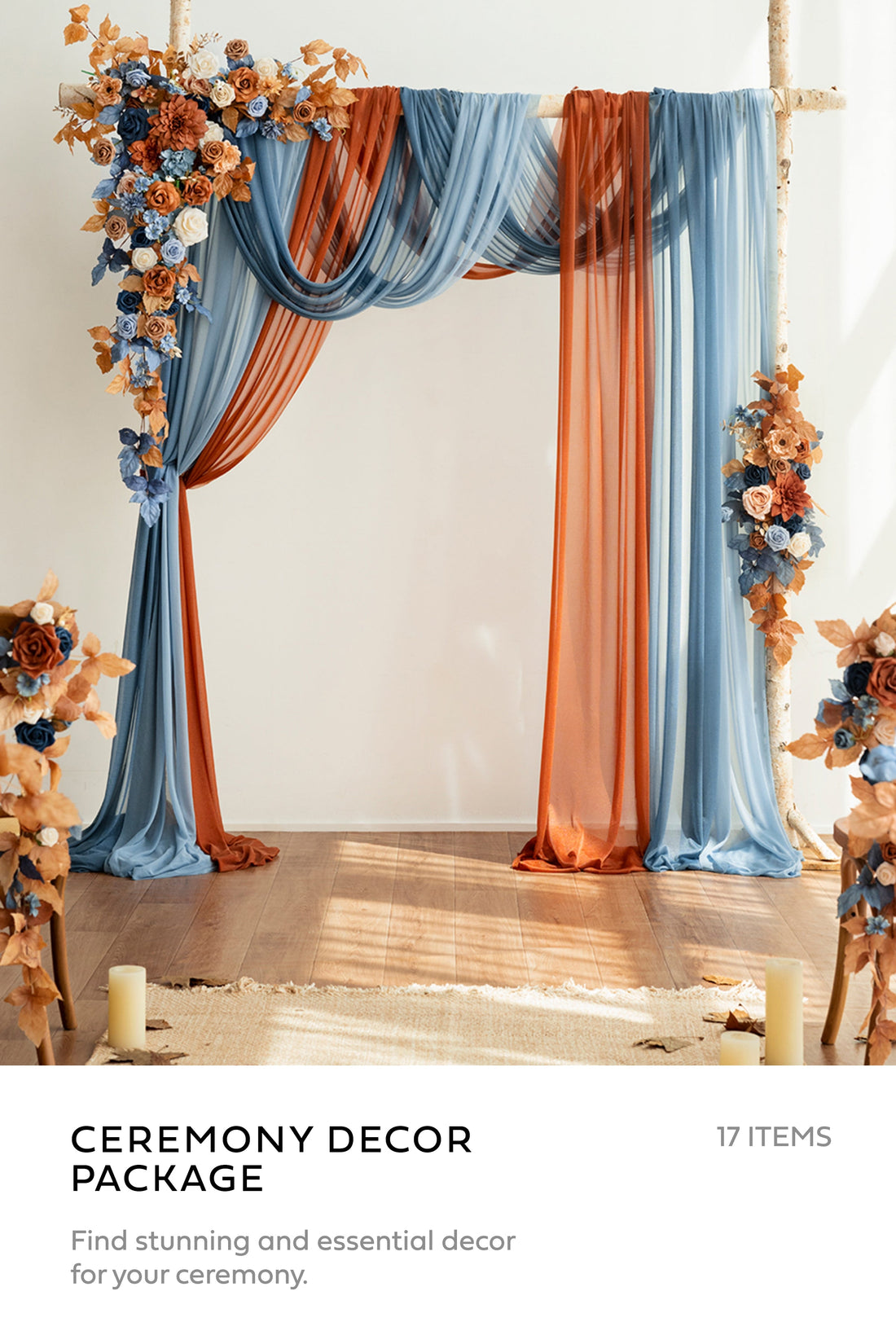 Pre-Arranged Wedding Flower Packages in Russet Orange & Denim Blue