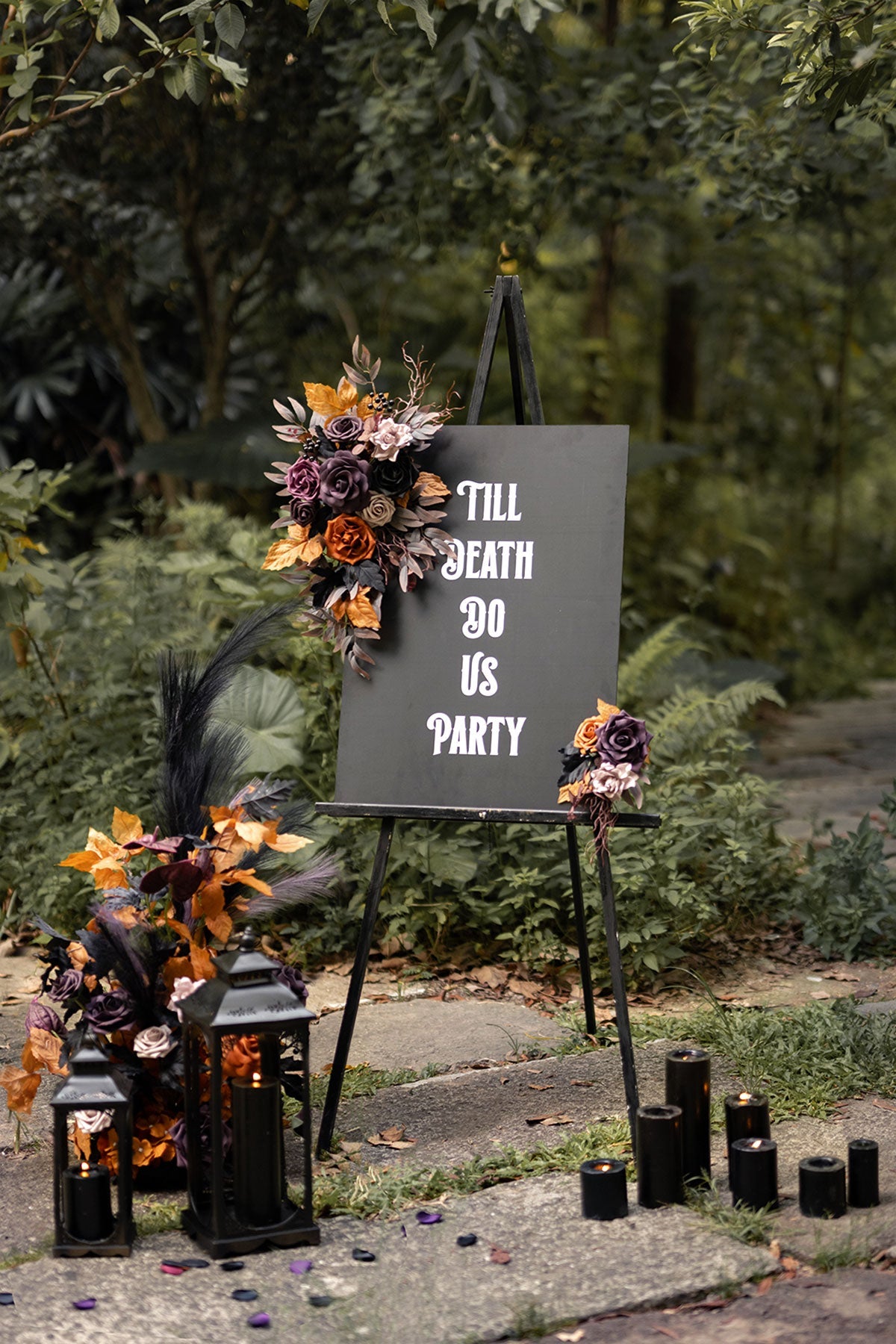 Combo Set Flower Sign Decor in Twilight Purple & Harvest Orange