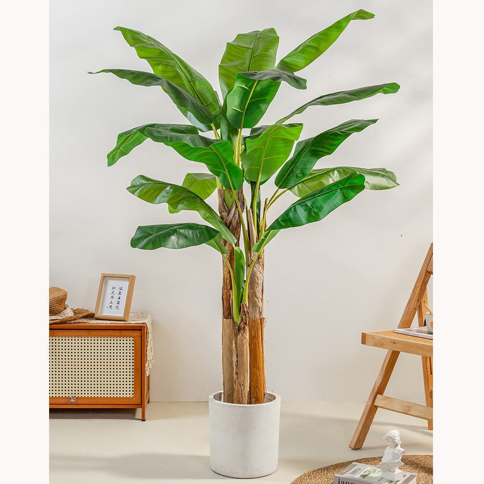 Simulated green plants, large floor-standing banana tree bonsai, indoor and outdoor decorative ornaments, fake plants, banana tree bonsai