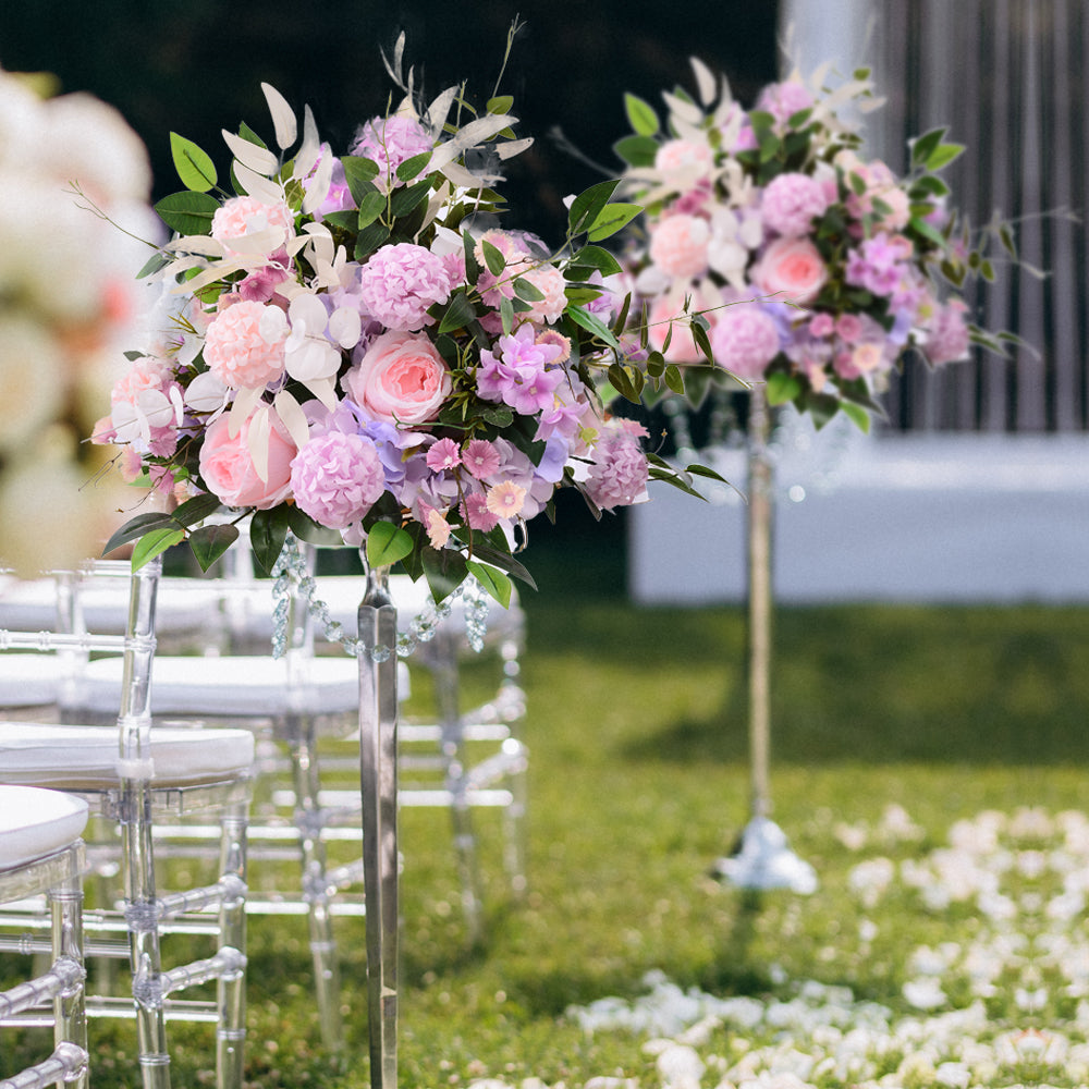 40cm Fake Flower Ball Arrangement Bouquet, Plastic Roses with Base, Suitable for Our Store's Wedding Centerpiece Flower Rack