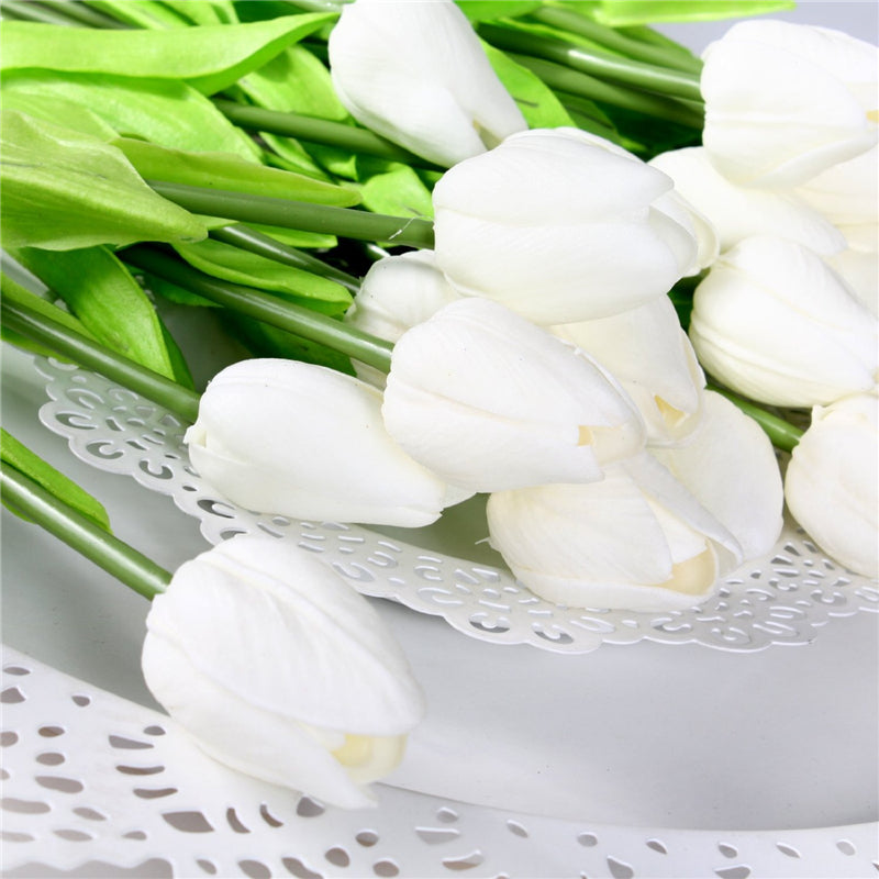 24 pieces of artificial tulips are used for decorating fake tulips, flower arrangement, artificial tulip decoration, dining table, home decoration, baby shower center decoration